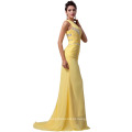 Grace Karin Hot Sale Um ombro Amarelo Chiffon Long Evening Party Dress Vestidos CL4971-1 #